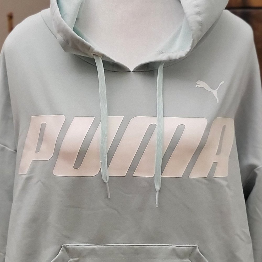 Puma Cropped Hoodie Mint Green (Large / Women's)